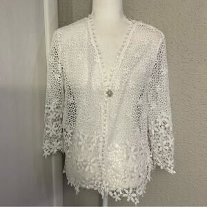 White Floral Lace Cardigan Beach Coverup Summer Spring Tomatogirl Cottagecore